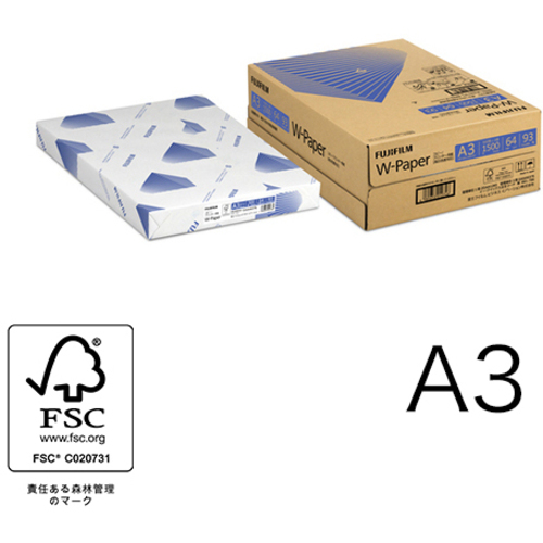商品「コピー用紙 W-Paper(FSC認証) A3 1500枚/3冊/箱 ZGAA1283」メイン画像